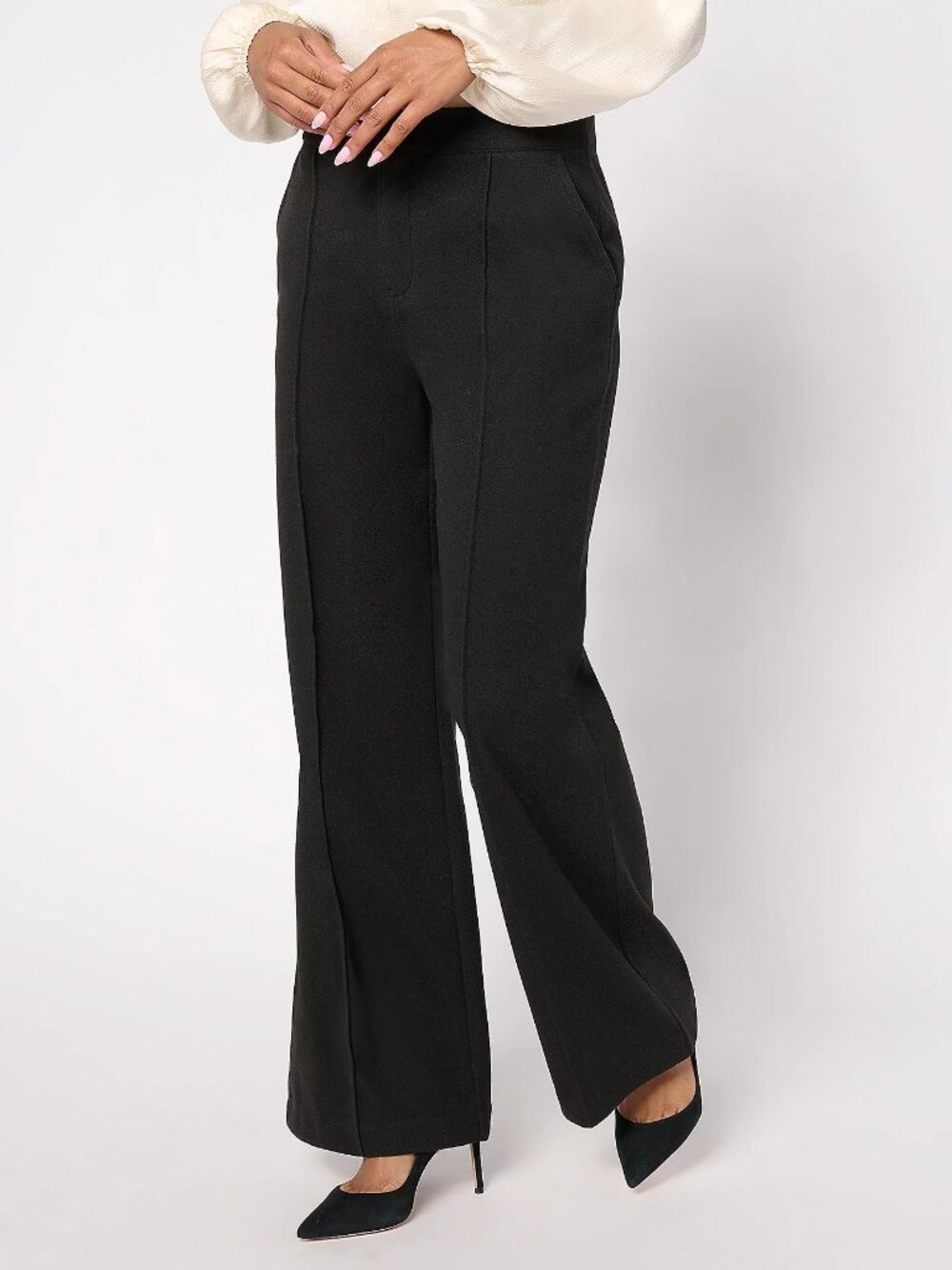 BEAUTIFUL by Lawrence Zarian Petite Tailored Knit Trouser, Black Sz a670831